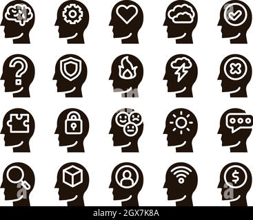 Mind Collection Elements Signs Vector Icons Set Stock Vector