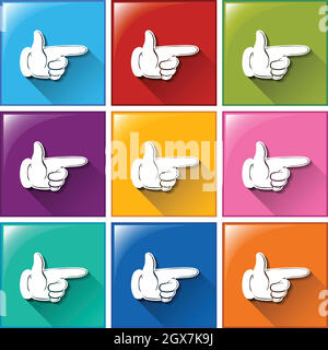 Buttons with fingers pointing Stock Vector
