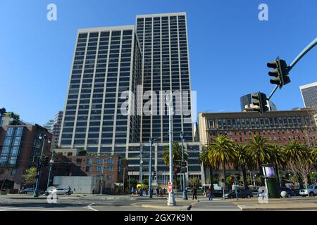 Steuart and Spear Tower at One Market Plaza in Financial District in downtown San Francisco, California CA, USA.
