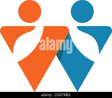 W letter community ilustration logo template Stock Vector