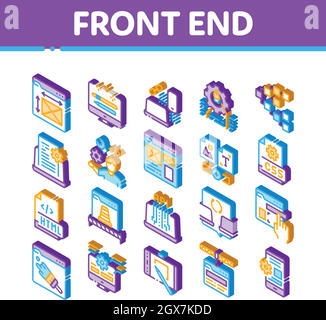 Front End Development Isometric Icons Set Vector Stock Vector