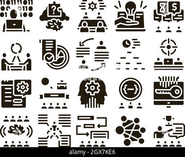 Hackathon Development Glyph Set Vector Stock Vector