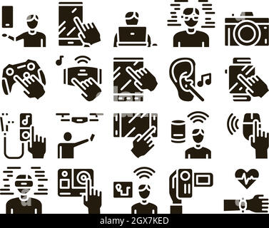 Gadget And Device Glyph Set Vector Stock Vector
