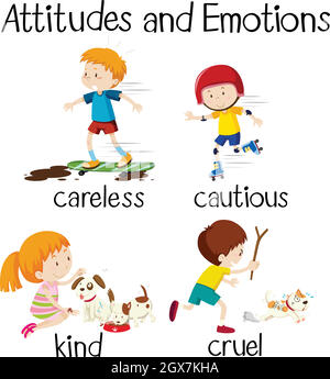 English word attitudes and emotions Stock Vector