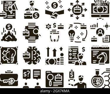 Entrepreneur Business Glyph Set Vector Stock Vector