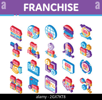 Franchise Business Isometric Icons Set Vector Stock Vector