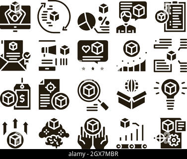 Product Manager Work Glyph Set Vector Stock Vector