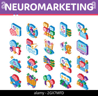 Neuromarketing Business Strategy Icons Set Vector Stock Vector