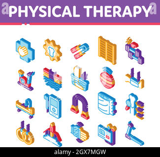 Physical Therapy Isometric Icons Set Vector Stock Vector