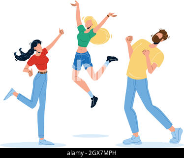 Happy People Jumping Enthusiasm Emotion Vector Illustration Stock Vector