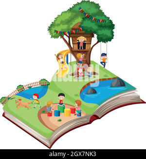Open book playground theme Stock Vector