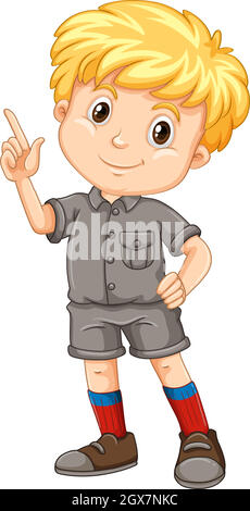 Little boy pointing his finger up Stock Vector