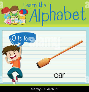 Flashcard alphabet O is for oar Stock Vector