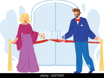 Grand Opening Ceremony, People Cut Tape Vector Stock Vector