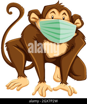 Monkey cartoon character wearing mask Stock Vector