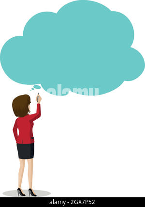 A lady writing with an empty callout Stock Vector