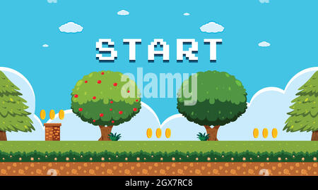 Game Template in Garden Scene Stock Vector