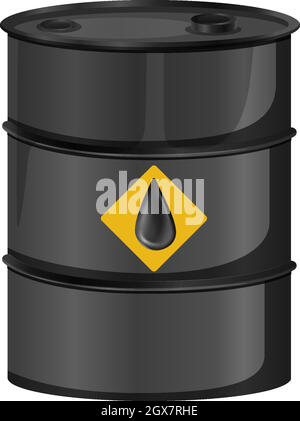 Black oil barrels with crude sign isolated on white background Stock Vector