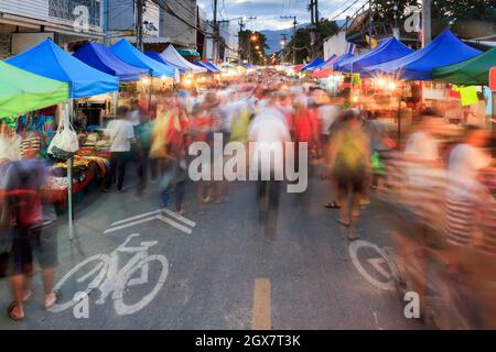 Crowds tourist at chiang mai sunday walking street market Stock Photo