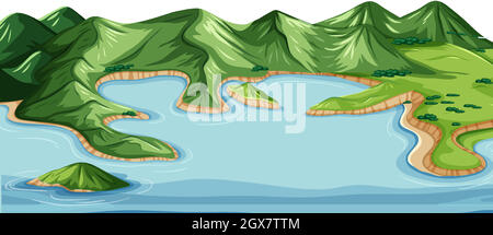 Land and water geography landscape Stock Vector