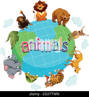 Wild animals around the world Stock Vector