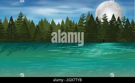 Background scene with pine trees illustration Stock Vector Image & Art ...
