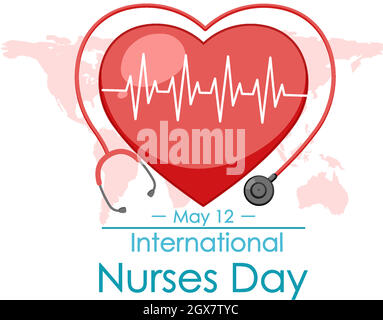 Happy International Nurses Day font with stethoscope symbol Stock Vector