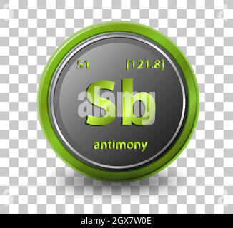 Antimonychemical element. Chemical symbol with atomic number and atomic mass. Stock Vector