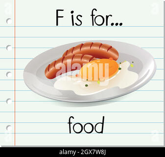 Flashcard letter F is for food Stock Vector