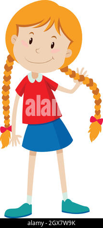 Little girl with long hair Stock Vector