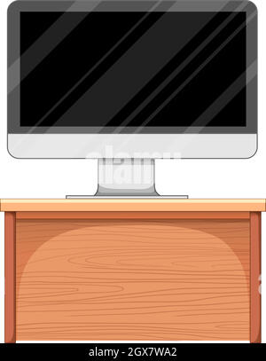 Computer screen on table Stock Vector