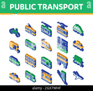 Public Transport Vector Isometric Set Stock Vector