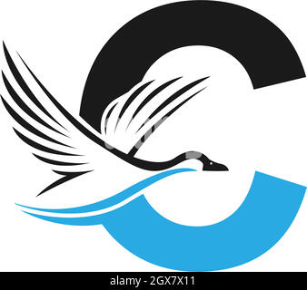 Letter C with duck icon logo design illustration Stock Vector