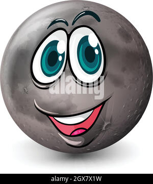 A grey planet with a face Stock Vector