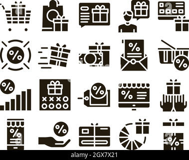 Loyalty Program For Customer Icons Set Vector Stock Vector