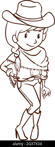 A simple sketch of a cowgirl Stock Vector