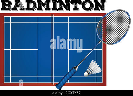 Badminton court and equipment Stock Vector