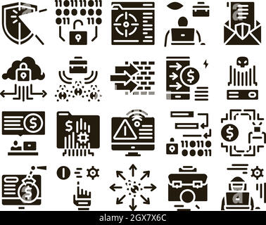 Pentesting Software Glyph Set Vector Stock Vector