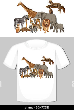 Group of wild animals design for t-shirt Stock Vector