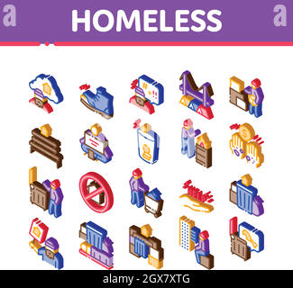 Homeless shelter icons set vector flat Stock Vector Image & Art - Alamy