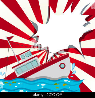 Scene with shipwreck in the ocean Stock Vector