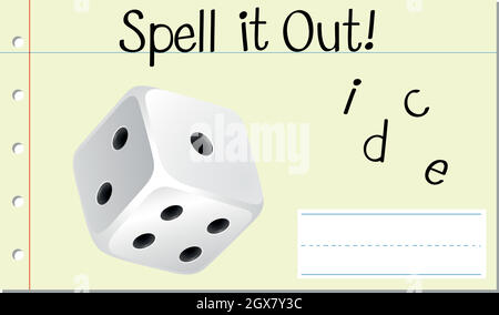 Spell English word dice Stock Vector
