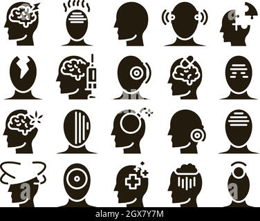 Headache Collection Elements Vector Icons Set Stock Vector Image & Art ...