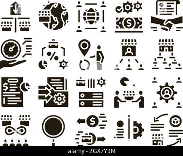 Outsource Management Glyph Set Vector Stock Vector