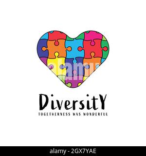 abstract logo autism care diversity and togetherness Stock Vector