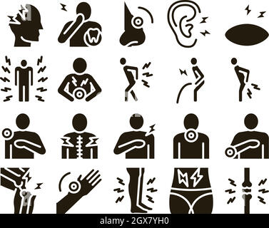 Body Ache Collection Elements Icons Set Vector Stock Vector