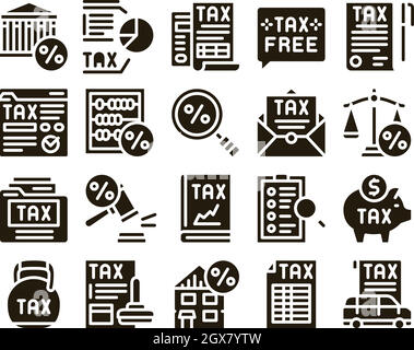 Set of business and finance glyph vector icons collection Stock Vector ...