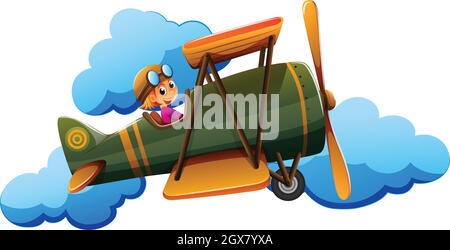 A boy on a plane Stock Vector