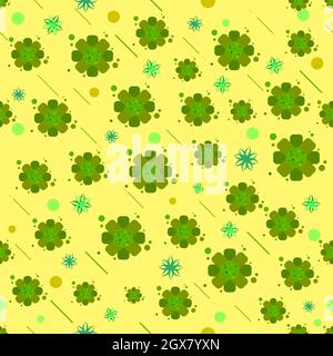 Bacteria virus and germs microorganism cells green inversion seamless pattern Stock Vector