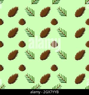 Winter seamless pattern with pine branches and cones Stock Vector